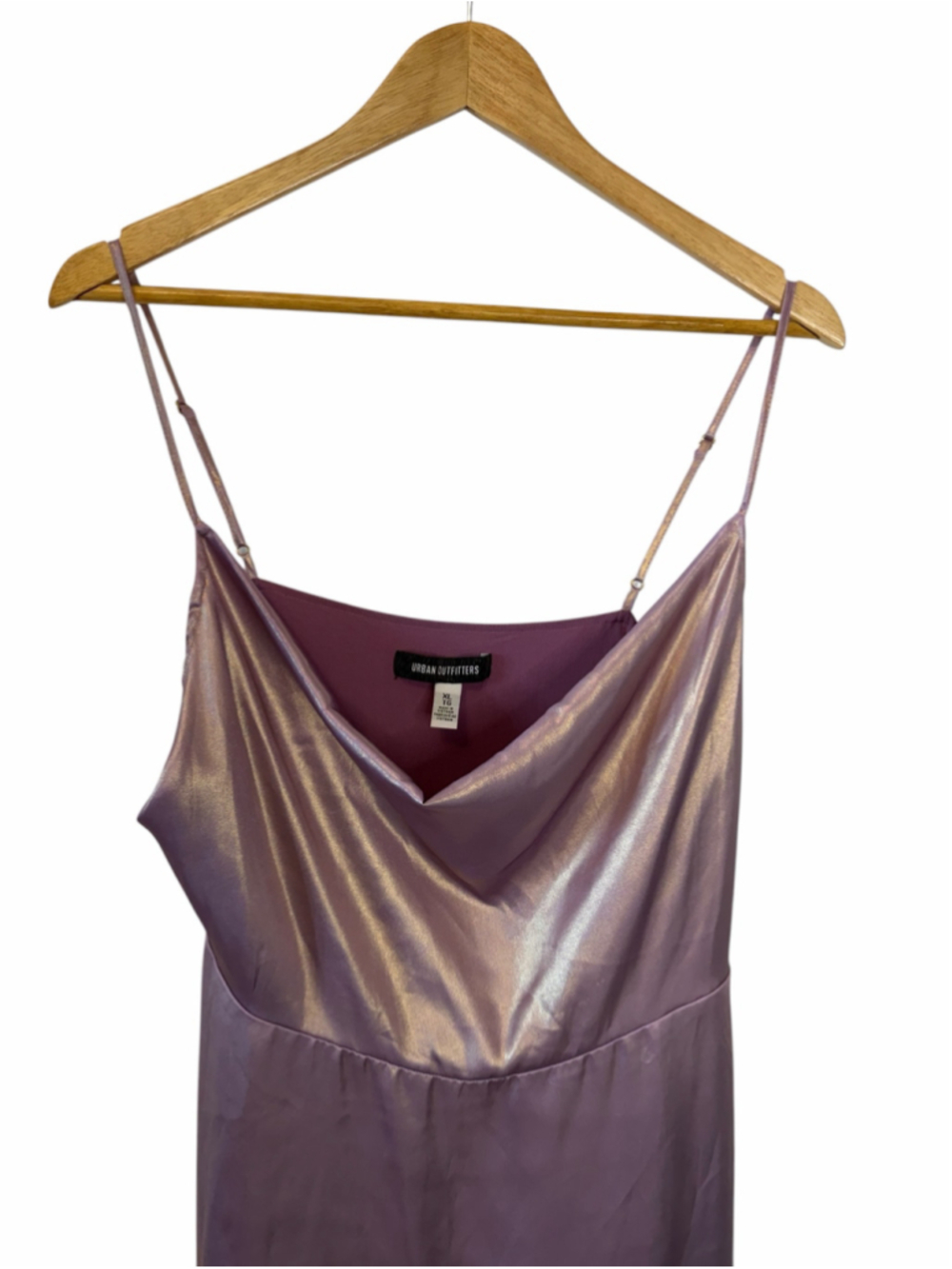 Urban Outfitters Mauve Satin Cowl Neck Mini Slip Dress Y2K Party Size XL - Picture 3 of 11